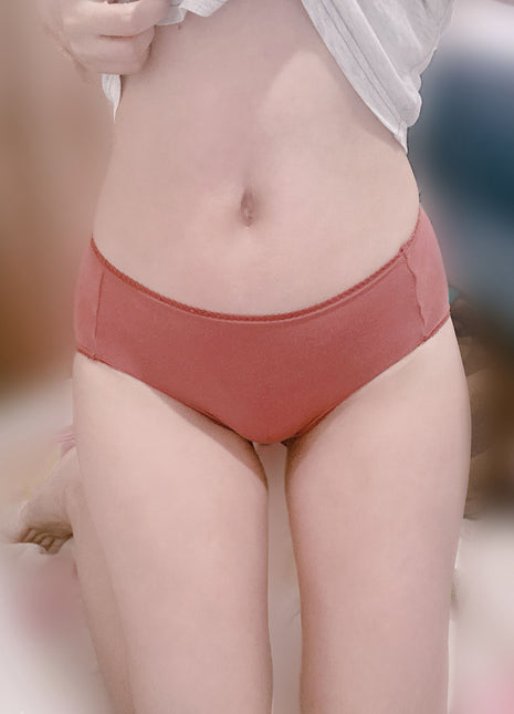 [Premium Used] Worn for one day, faded red cotton panties.