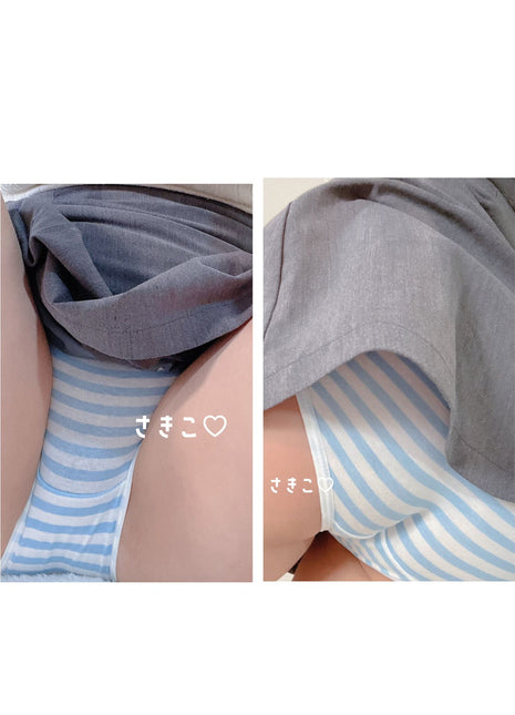 [Premium Used] Light blue striped panties