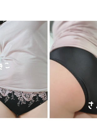 [Premium Used] Black satin panties ♡