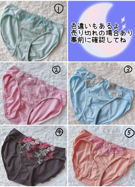 [Premium Used] New Last One Piece Adult Cotton Panties Elegant Embroidered Full Back Greige