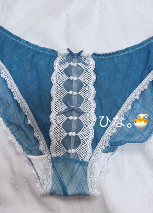 [Premium Used] An exciting debut listing. A pair of naughty, sheer blue panties.