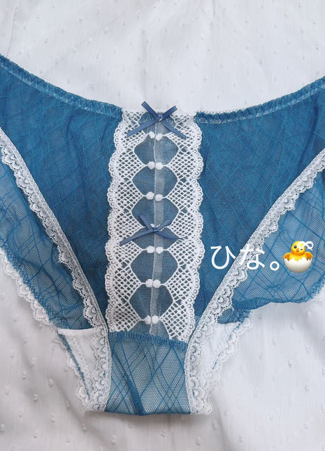 [Premium Used] An exciting debut listing. A pair of naughty, sheer blue panties.