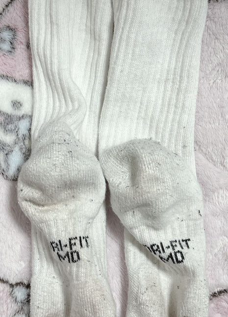 [Premium Used] Unwashed worn white crew socks NIKE socks