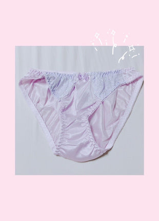 [Premium Used] Worn for 1 day Lilac panties with floral embroidery