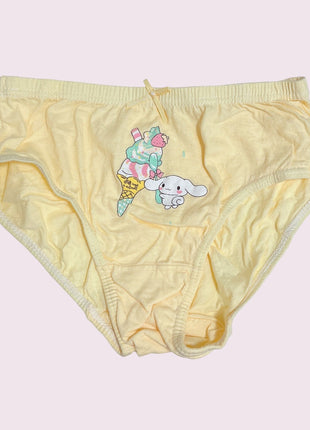 [Premium Used] 100% cotton yellow character panties with cinnamon design