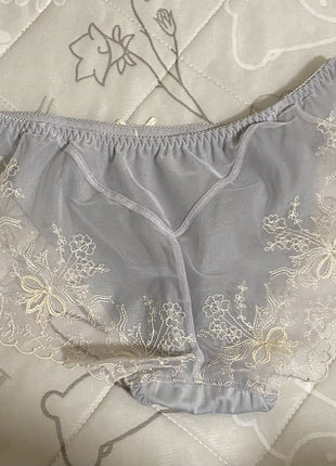 [Premium Used] Lace panties in pink and light blue. Amphi.