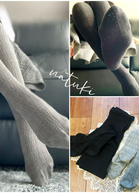 [Premium Used] Warm cage knit tights that gently envelop beautiful legs in either gray or black