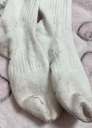 [Premium Used] Unwashed worn white crew socks NIKE socks