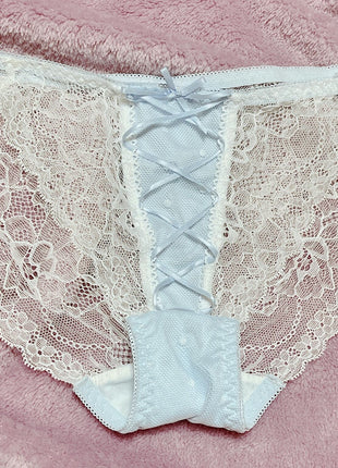 [Premium Used] Sheer Lace Ribbon Panties