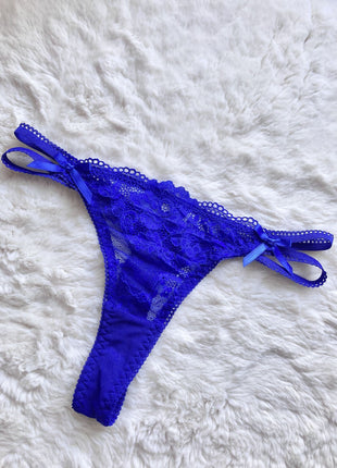 [Premium Used] Royal blue lacy T-back panties