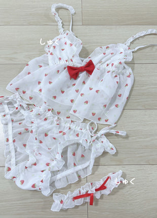 [Premium Used] Strawberry Pattern Lingerie