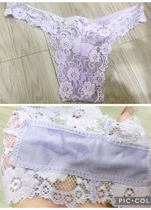 [Premium Used] Would you like to wear it together and get intimate? Purple lace thong.