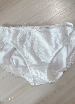 [Premium Used] Pink Ribbon White Full Back Panties