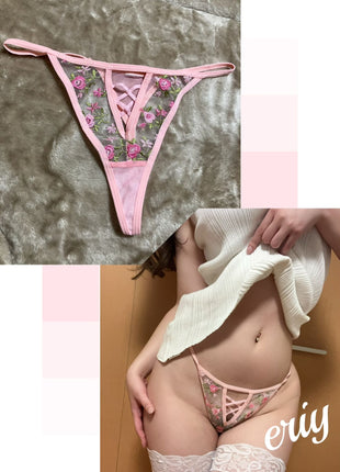 [Premium Used] Did you feel the sexy and cute jungle humidity smell? Pink T-back