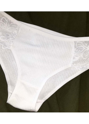 [Premium Used] Cotton blend ribbed material ♥ Pure white everyday panties for adult women ♥ OP + Lots of extras